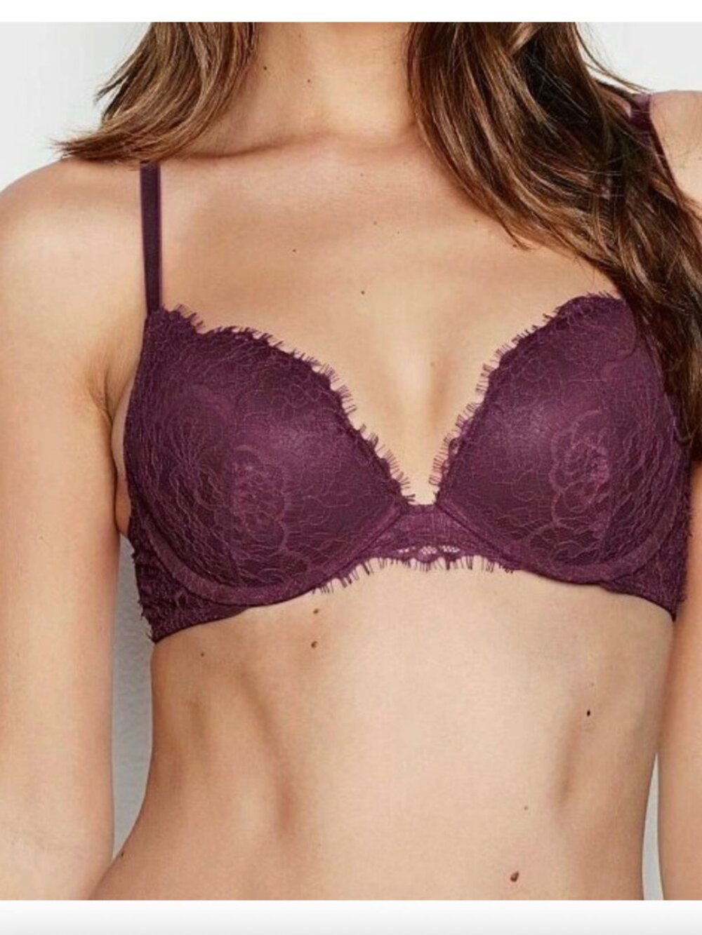 Victoria's Secret Dream Angels Push Up Bra 32DDD Dark Burgundy Wine